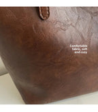 Large Retro Women's Tote Bag Casual Underarm Trendy PU Leather Double Strap Red