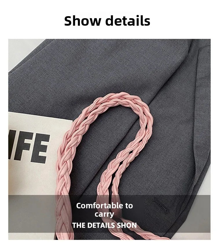 Women's Large Tote Handbag Braided Handle Large PU Leather Zipper Purses