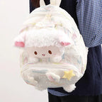 Plush Sheep Backpack White Cute Soft Small Children Cartoon Zipper Shoulder Bag