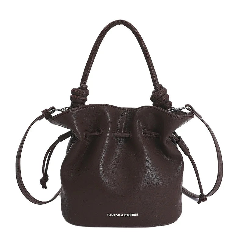 Drawstring Bucket Women's Mini Casual Fashion Crossbody Bag Pu Leather