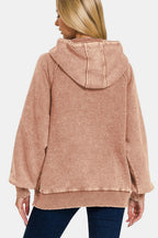 Zenana Hoodie Rusty Pink Acid Wash Fleece Kangaroo Pocket Hooded 3a08fbef-b3d4-4bf2-8513-8da6917c16dc-Max Trendsi