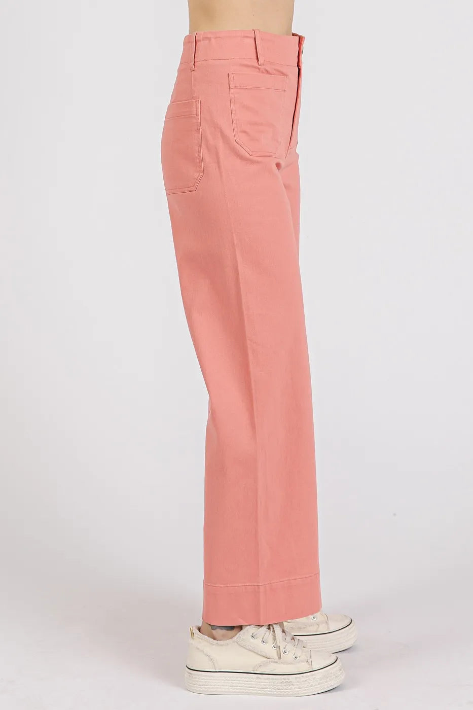 Mittoshop Wide Leg Pants Coral Pink Twill Patch Pocket High Rise 3a1d88b2d82a412180b54a07787388c2-Max-Origin Trendsi