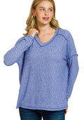 Zenana Soft Melange Hacci Exposed Seam Hi-low Tee LT NAVY 3a4139eb2a5f459c8898c959a54450f6-Max-Origin Trendsi