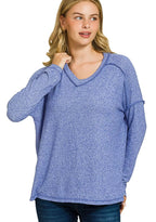 Zenana Soft Melange Hacci Exposed Seam Hi-low Tee LT NAVY 3a4139eb2a5f459c8898c959a54450f6-Max-Origin Trendsi
