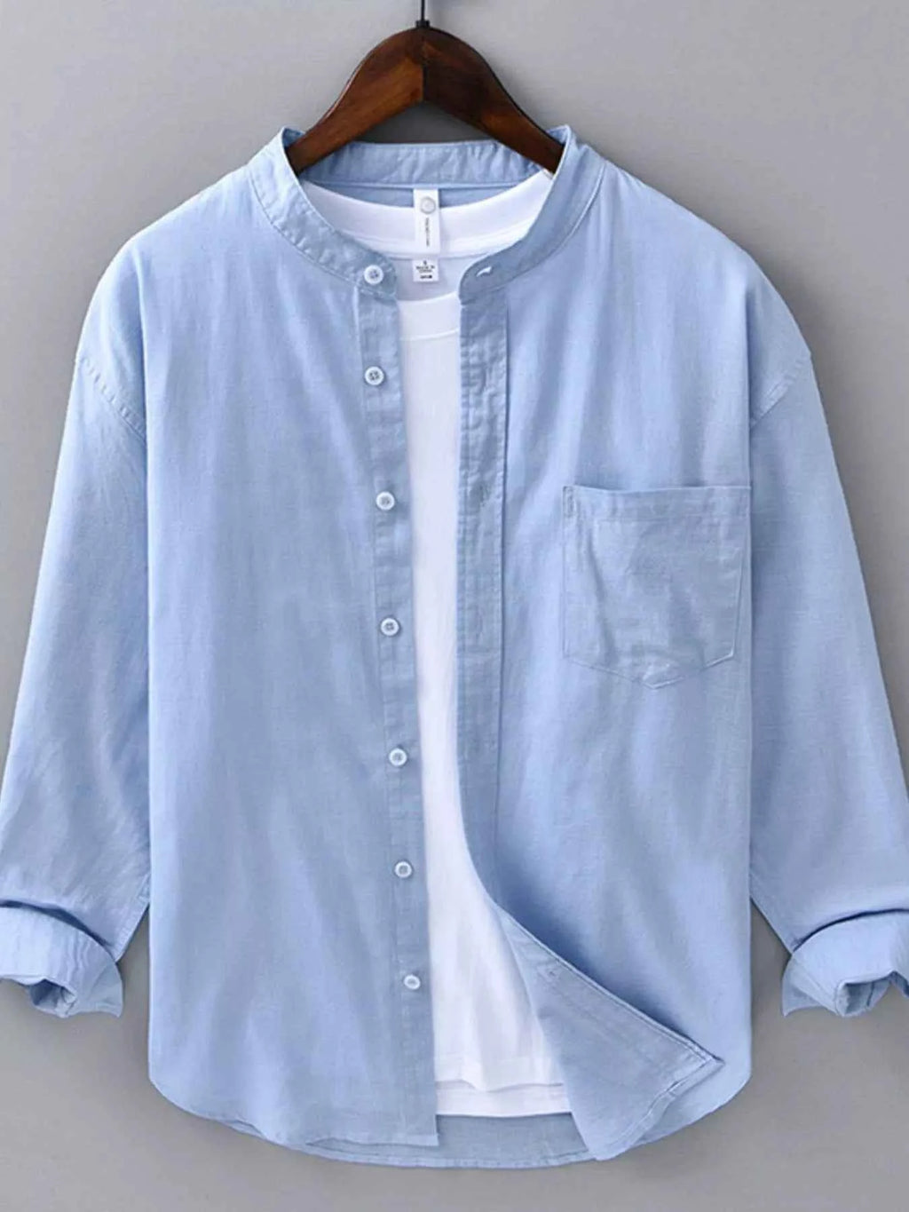 Men's Plus Size Casual Button Up Long Sleeve Shirt Blue 3a45868c-b638-412c-9b8c-2c9608688db7-Max-Origin Trendsi