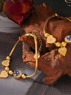 Women Charm Bracelet Gold Heart Stainless Steel Rhinestone 18K gold-plated Gold One Size 3a5c273e-351f-4798-886d-75ace3275fdb-Max Trendsi