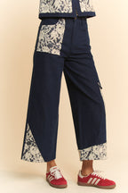 Davi & Dani USA Wide Leg Jeans Lace Applique Dark Blue Women Denim Pants 3a5ed0cb-60e5-4246-9434-9202b08c7701-Max Trendsi