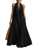 Halter Neck Maxi Dress with Pockets