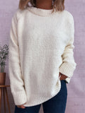 Women's Sweater Round Neck Raglan Sleeve Knit Pullover White One Size 3a9b029bb83244989e10b49b524a5557-Max-Origin Trendsi