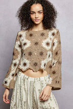 POL Crochet Cropped Top Floral Mocha Weave Pattern with Beads Detail 3aa35aa1-eb61-4916-9092-b366e3dec2da-Max-Origin Trendsi
