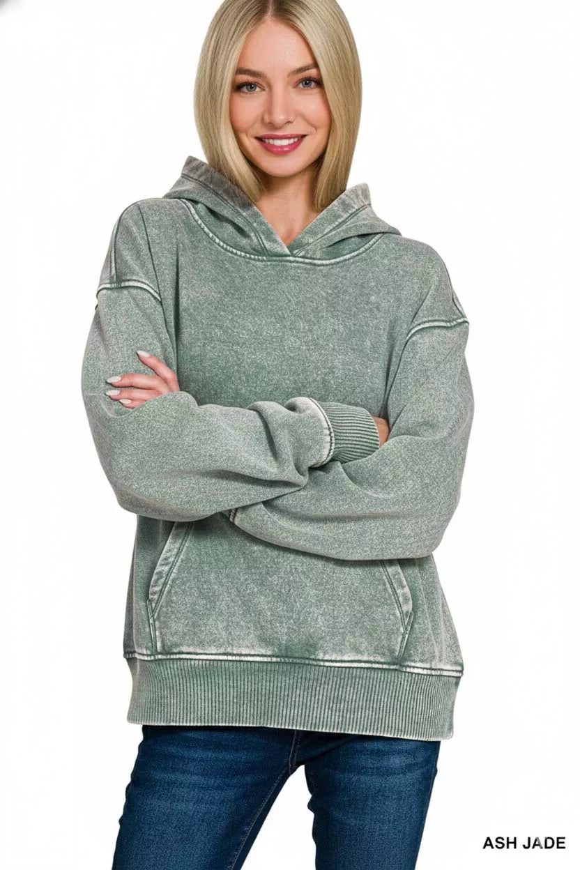 Zenana Fleece Womens Hoodie Ash Jade Acid Wash Kangaroo Pocket 3abab1b7-a08c-49b5-8cb0-16fd14f6baab-Max-Origin Trendsi