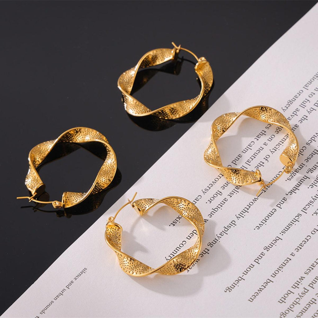 Twisted Earrings 18K gold-plated Titanium Steel Jewelry 3abb2ac6-1aa3-4015-b239-e601437eaaac-Max Trendsi