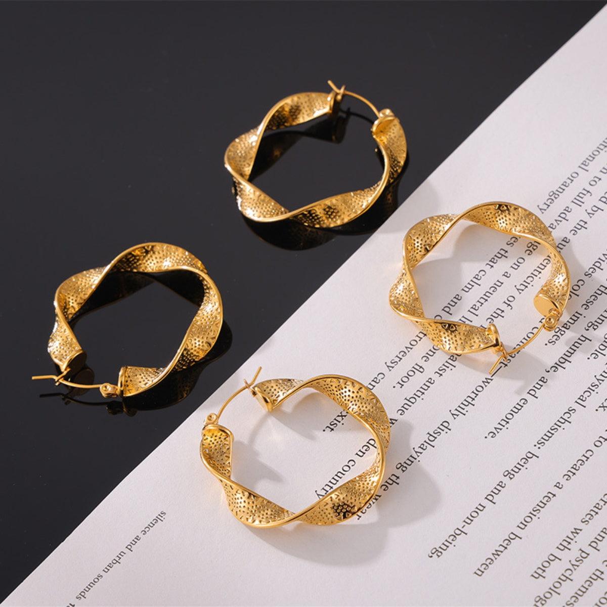 Twisted Earrings 18K gold-plated Titanium Steel Jewelry 3abb2ac6-1aa3-4015-b239-e601437eaaac-Max Trendsi