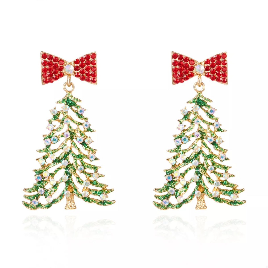 Christmas Drop Earrings Tree Bow 18K Gold-Plated Rhinestone Jewelry 3ae30d4a-2029-42db-9273-77ec4de61fdc-Max-Origin Trendsi
