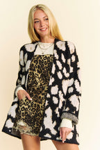 Davi & Dani Cardigan Leopard Glitter Open Front Long Sleeve Pocketed 3ae6a6a0-6c47-4ffc-99ed-efa1034b6d6b-Max Trendsi