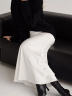 Satin Maxi Skirt High-Waisted Back Zip Black White Solid Basic Style 3afd0df5-cbb2-44e4-a064-60ae1731aedf-Max-Origin Trendsi