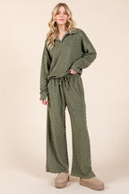 BOMBOM Women Outfit Set Textured Top Tied Checkered Wide Leg Pants 3afde05e-b13c-44a7-b774-41113fc0837f-Max Trendsi