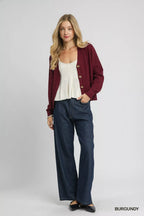 Umgee Womens Cardigan Burgyndy Chunky Cable Knit V-Neck Button-Up 3b1cf709-f854-4683-8484-516fe43f1d5a-Max-Origin Trendsi