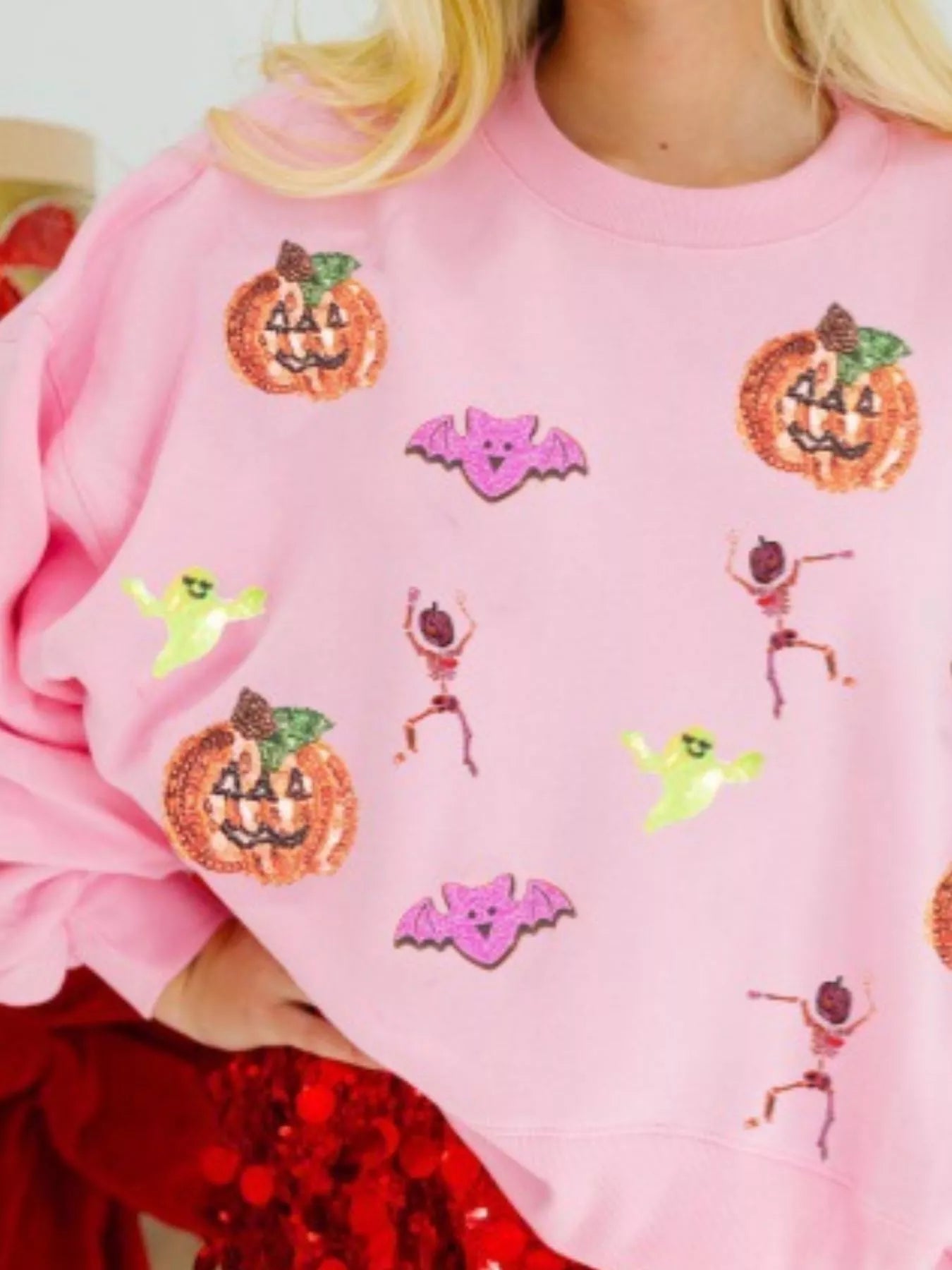 Halloween Women's Sweatshirt Sequin Round Neck Long Sleeve Pullover 3b479d45-3d02-46c6-b7e9-9df63c555c26-Max-Origin Trendsi