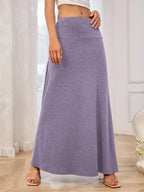 Maxi Skirt Solid Elastic Waist Soft Basic Style 3b802bfb-d733-48b8-bc3d-f66cf0a25ebc-Max Trendsi