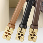 Gold Buckle Cowhide Leather Belt