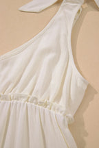 Mini Dress Beige Solid Color Bow Tied Straps Ruffle Tiered Frill 3b8ac4e4-29d2-4593-b8e6-af0f196c39b6-Max-Origin Trendsi
