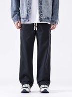 Men's Plus Size Loose Fit Casual Pants with Drawstring and Pockets