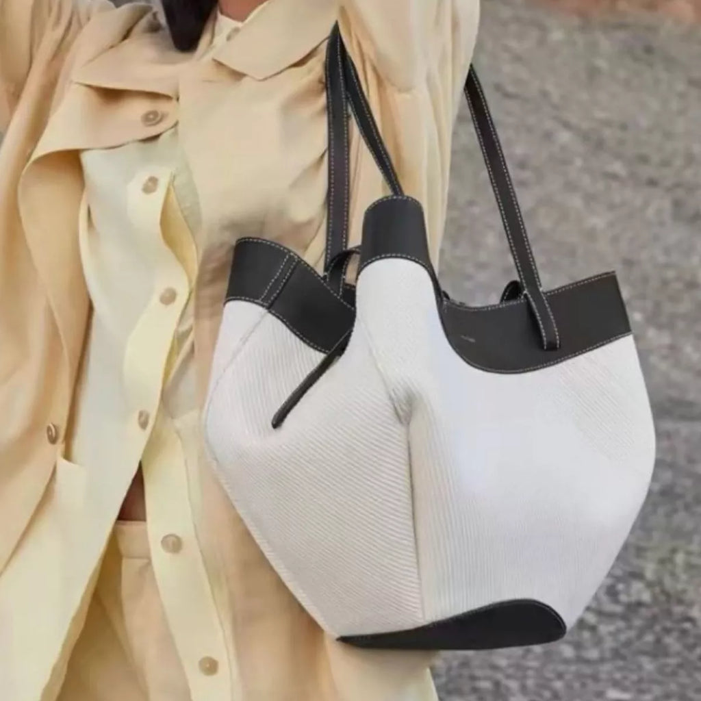 Women's Handbag White Black Two-Tone Pu Leather Tote White One Size 3bd12298-7ace-4f5f-a1f6-0c877935e4ab-Max-Origin Trendsi