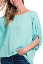 Zenana Oversized Top Women's Woven Boxy Dusty Blue Blouse 3bf14f06-4603-4a75-ba55-440d17b57d74-Max-Origin Trendsi