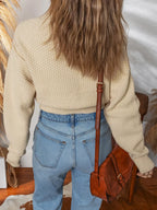Womens Cardigan Beige Knit Button Front Cropped Long Sleeve 3c00057f9a3f4431962d8414fbceab1f-Max-Origin Trendsi