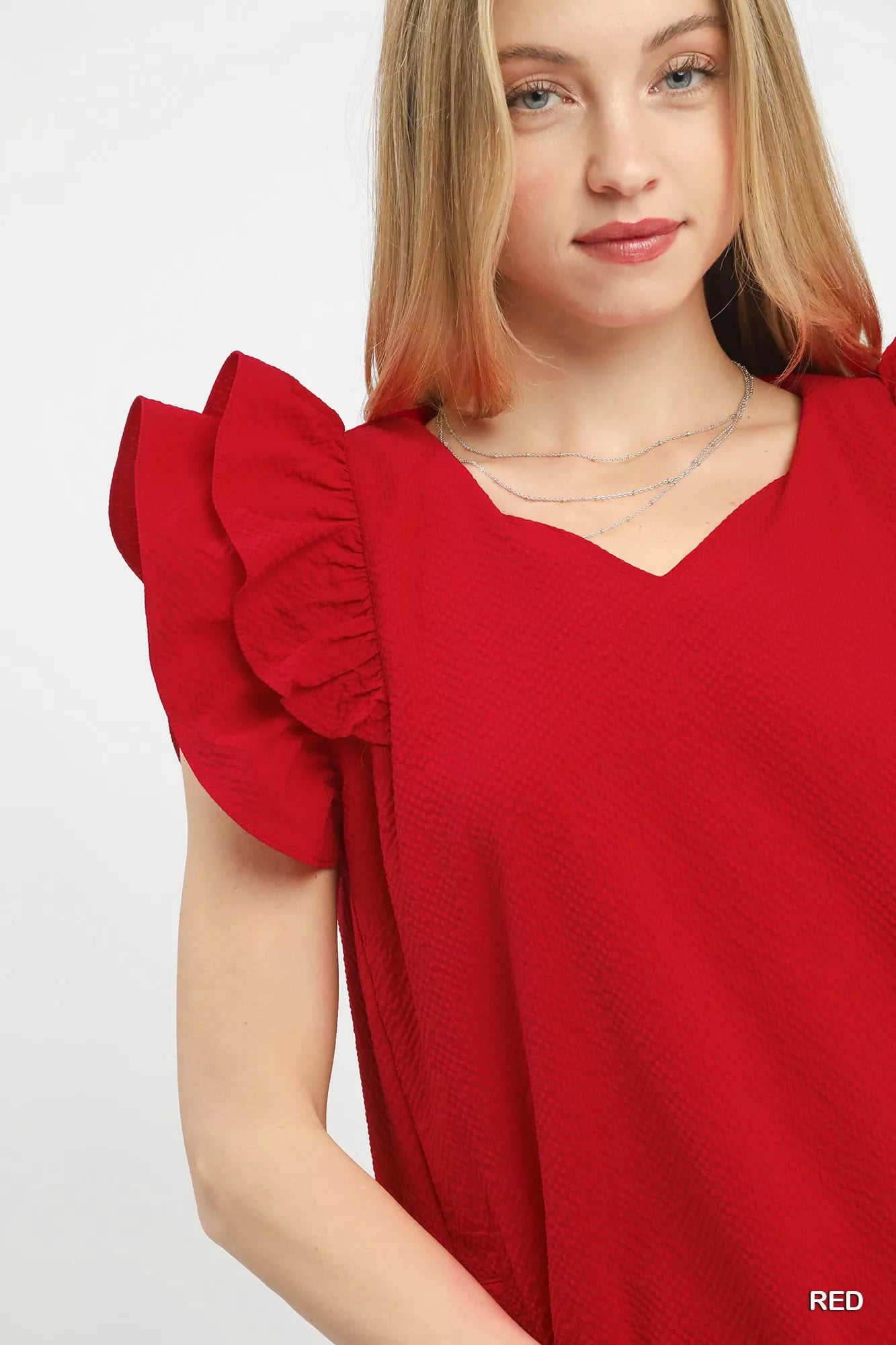 Umgee Shift Dress Red Seersucker Ruffle Short Sleeve 3c0df7d5-4faf-4d75-ab7a-2677ead03d5d-Max-Origin Trendsi