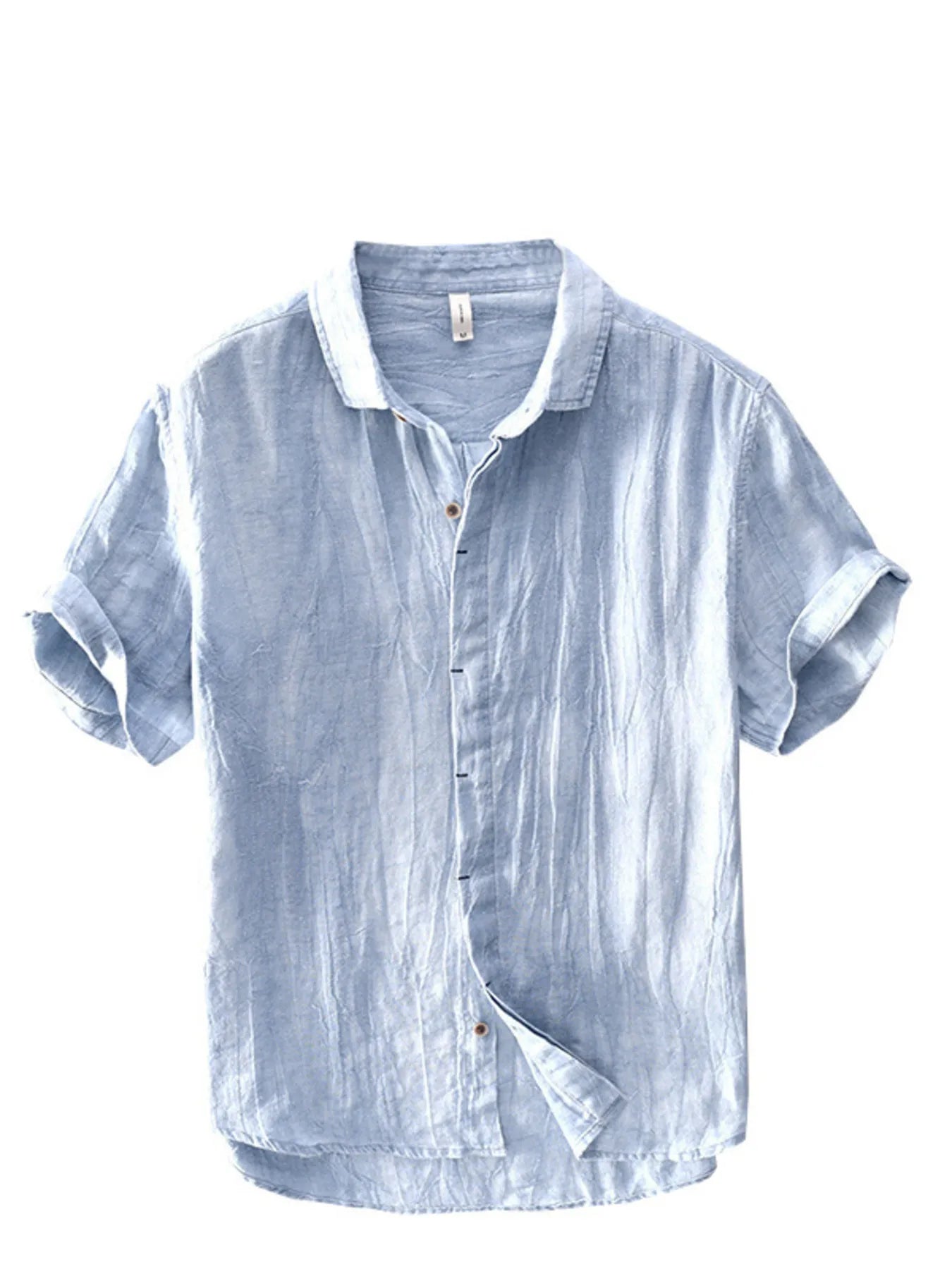 Men's Shirt Lightweight Flax Button Up Short Sleeve Top 3c340b4d038a426ba2340fbc4eb250d5-Max-Origin Trendsi