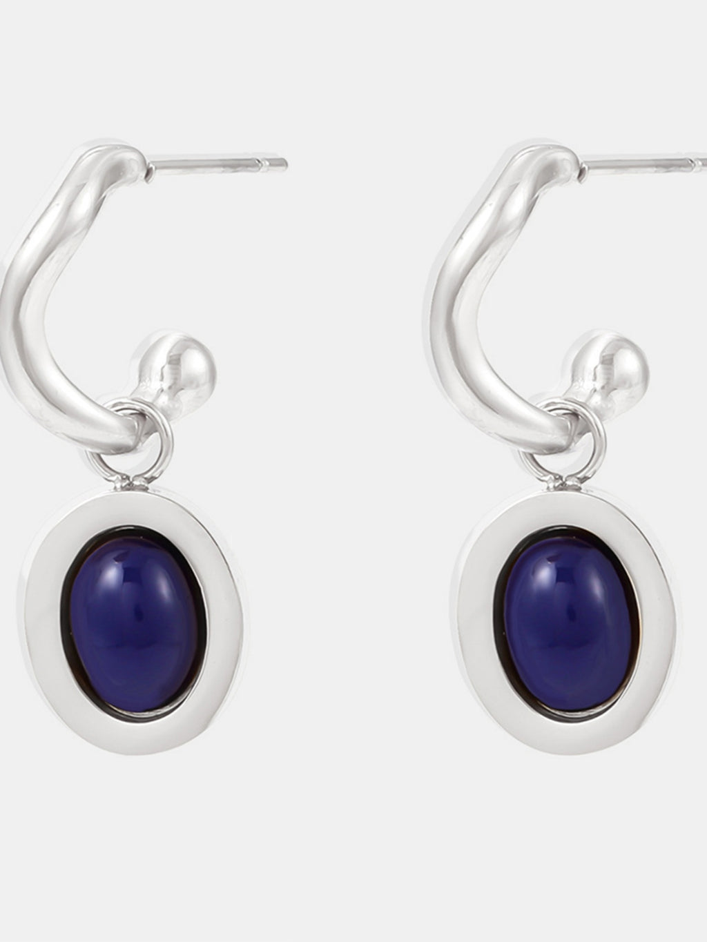 Oval Drop Earrings Agate Kyanite Stone Stainless Steel 18K gold-plated Gold Steel Kyanite One Size 3c4fb2ea-2122-453c-8430-c605c80369b1-Max Trendsi