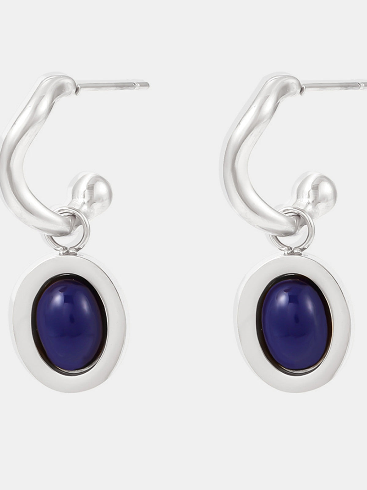 Oval Drop Earrings Agate Kyanite Stone Stainless Steel 18K gold-plated Gold Steel Kyanite One Size 3c4fb2ea-2122-453c-8430-c605c80369b1-Max Trendsi