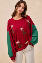 BiBi Womens Sweater Christmas Theme Tree Embroidered Red Pullover 3c5871e49c6b4f858ad561f1835bbcc4-Max-Origin Trendsi