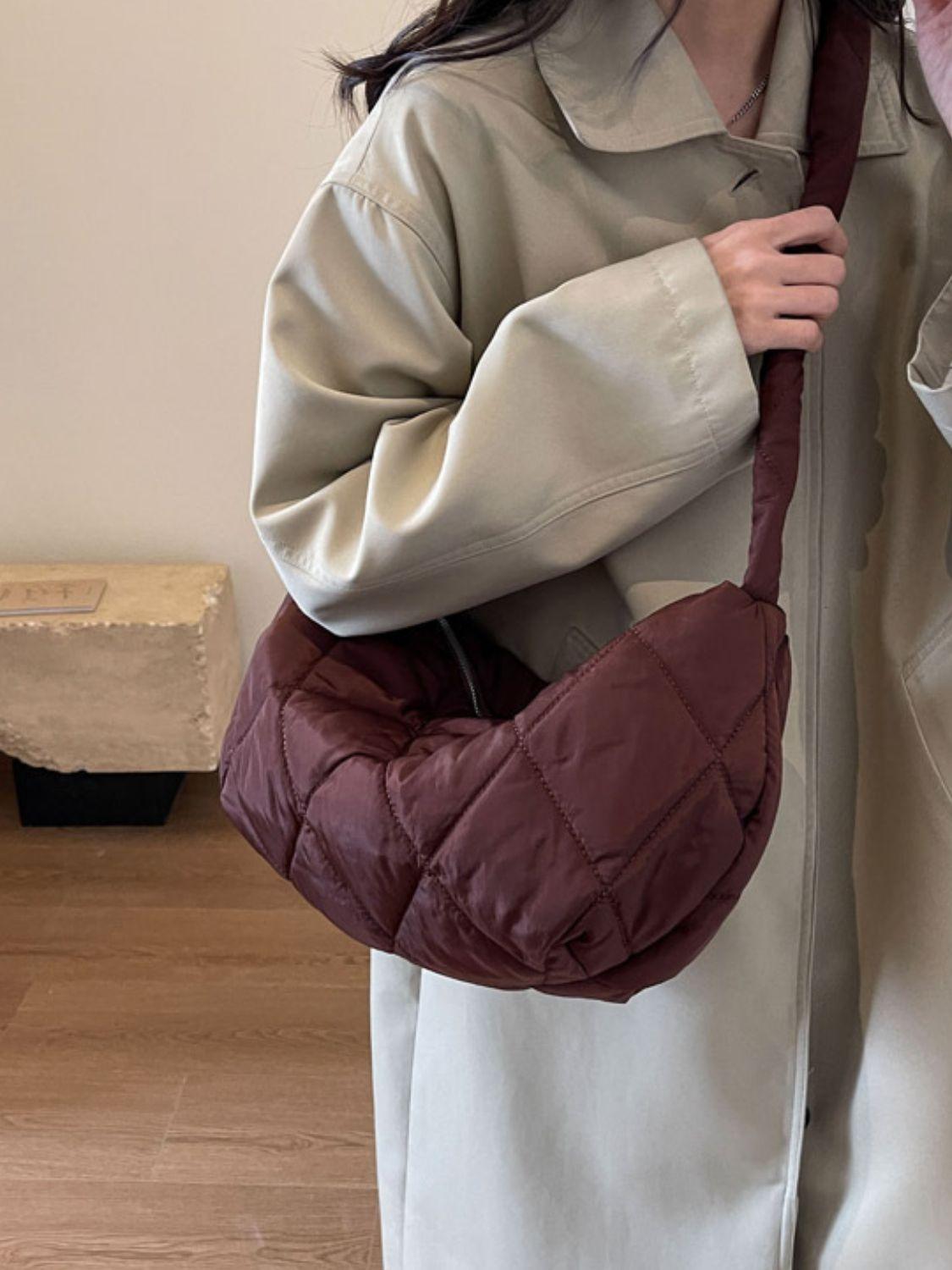 Quilted Polyester Large Crossbody Bag Zipper Hobo Handbags 3c6f70cf-e42d-4415-8dc8-f8ea7991f3c8-Max Trendsi