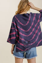 Umgee Knit Top Tie Dye Distressed Thin Sweater with Side Slits Long Sleeve 3c80aa20-f292-47b7-94d7-e156d5d52a6d-Min Trendsi