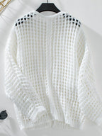 Cardigan Openwork Open Front Long Sleeve Knitwear 3cae5be7-896c-4e87-ad3c-4f03e4650f2f-Max Trendsi