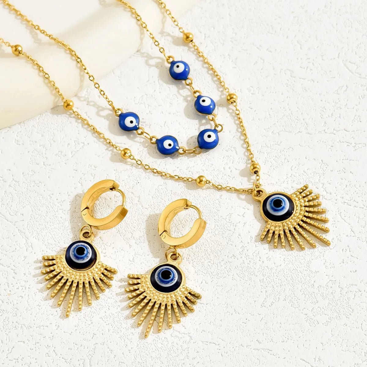 Necklace and Earrings Jewelry Set 18K Gold-Plated Blue Eye Resin Stainless Steel 3cb13b6c-49e9-4ecb-8ae1-4db4da2adabb-Max-Origin Trendsi