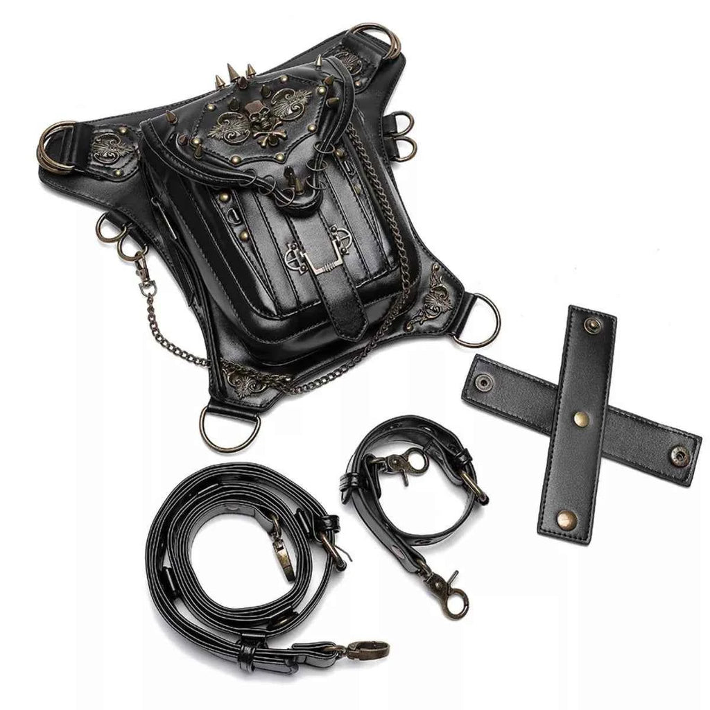 Steampunk Skull Decor Crossbody Bag