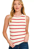 Zenana Knit Tank Top Ruby Red Stripe Round Neck Sleeveless RUBY 3cda2e7e705c47f288be0e7fc3596dd6-Max-Origin Trendsi