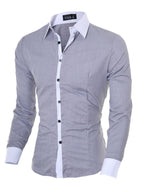 Men's Slim Fit Long Sleeve Button-Up Shirt with Cotton-Spandex Blend