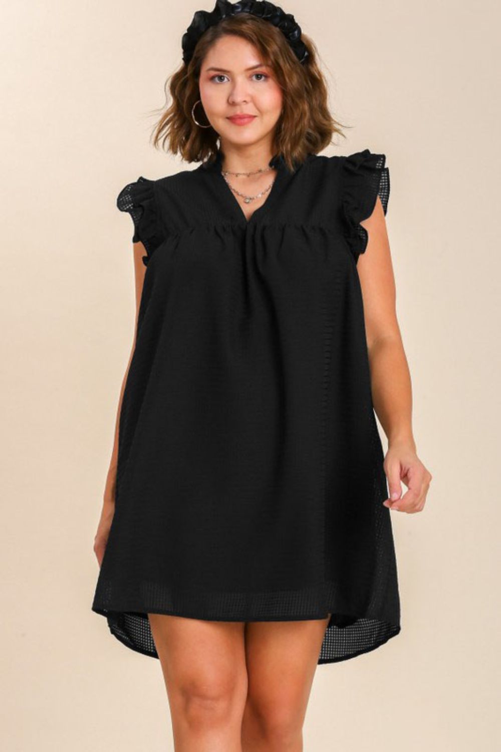 Umgee Mini Dress Black Layered Ruffle Short Sleeve Babydoll 3cf582a1-88e1-4bfd-8151-ff094ebac85a-Max Trendsi