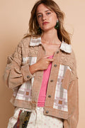 POL Corduroy Jacket Jacquard Patchwork Brown Button-Up Long Sleeve Teddy Bear Multicolor 3d156258-2ebe-4813-8968-3d285dcbcf33-Max Trendsi