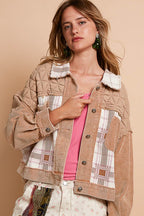 POL Corduroy Jacket Jacquard Patchwork Brown Button-Up Long Sleeve Teddy Bear Multicolor 3d156258-2ebe-4813-8968-3d285dcbcf33-Max Trendsi
