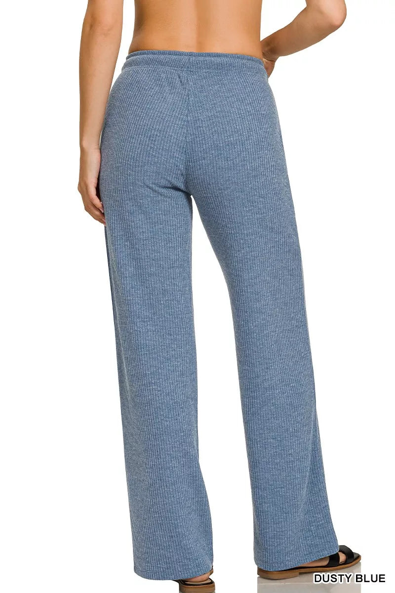 Zenana Lounge Pants Dusty Blue Ribbed Drawstring Joggers 3d1b8e57bada4ba482f115333cc5fa46-Max-Origin Trendsi