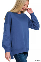 Zenana Womens Fleece Sweatshirts Light Navy Blue Hi-low Boyfriend with Pockets 3d2d4ac3-e424-4f7f-9879-fb4fa58d4af0-Max-Origin Trendsi