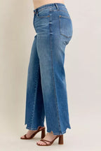 Judy Blue Jeans High Waist Tummy Control Chew Hem Destroy Wide Denims 3d4c9931-57b1-463b-8d89-a8776bd9b4ec-Max-Origin Trendsi
