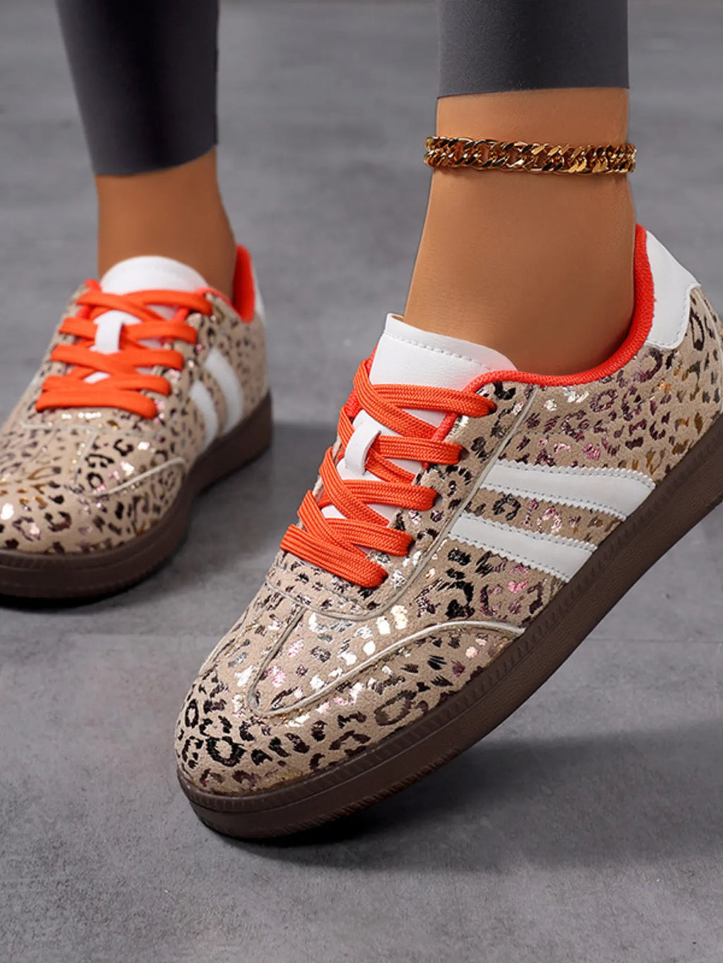 Women's Sneakers Leopard Print Stripe Detail Lace-up Pu Leather Rubber Shoes 3d561ce225104508b8b08596165ea94d-Max-Origin Trendsi
