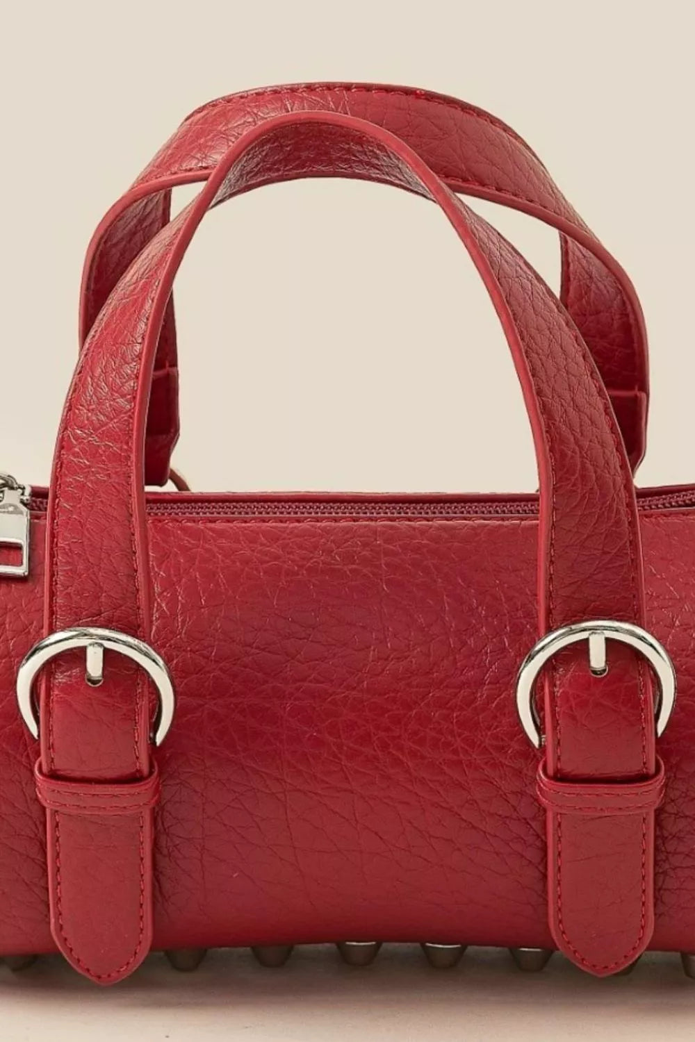 Fame Accessories Cylinder Hand Bag Red Faux Leather Small Buckle Strap 3d617bb6-f845-4c47-afb6-5e1c28059d67-Max-Origin Trendsi